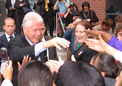 Former President Bill Clinton mingles with the crowd after giving a speech in support of U.S. Senate Candidate Ben Cardin at a rally in Baltimore Thursday. Photo By Emily Haile, Capital News Service.