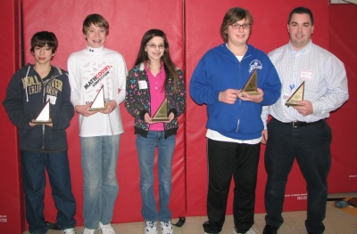 Second-place team, Esperanza Middle School. Left to right: Matthew Sebacher, Brendan Lessel, Erica Muenzel, Noah Wichrowski (also placed second in the target and sprint rounds), and Coach Craig Modrzejewski. (Submitted photo)