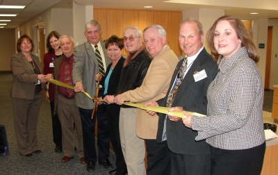 Ribbon cutting celebrating the opening of SMH's newest third-floor unit. Pictured from left to right, are Dana Smith-Ruggles, director of St. Mary's Hospital's Telemetry, Intensive Care Center and 3 Central units, Vice President for Nursing MaryLou Watson, Commissioner Kenneth Dement, Commissioner Thomas Mattingly, Chairwoman of the Board of Directors Linda Dudderar, Leonardtown Mayor J. Harry Norris III, Commissioner Daniel Raley, Francis Jack Russell, president of the St. Mary's County Board of Commissioners, and Christine R. Wray, St. Mary's Hospital president and CEO. (Submitted photo)
