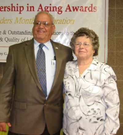 Jerry B. McMahon, recipient of the Fourth Annual Governor's Leadership in Aging Award in the Trailblazer category, with his wife, Joanne, on Tuesday, May 10. (Photo Courtesy of Charles County Government)