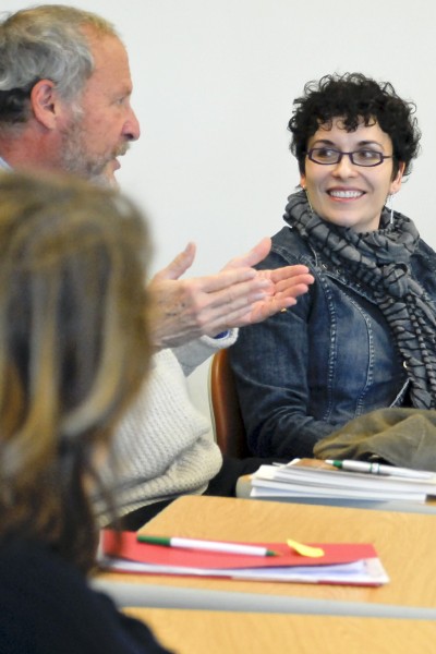 Among the selections in the Fall Connections Literary Magazine is a candid conversation between Poet Jehanne Dubrow, right, and College of Southern Maryland students and staff, including Professor Wayne Karlin, left, as part of her Connections Reading of “Stateside” earlier in the fall.