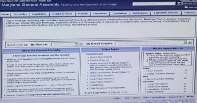 The Department of Legislative Services prepared this basic mockup for a redesigned General Assembly website.