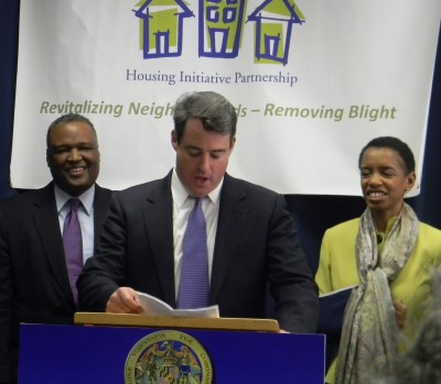 Attorney General Doug Gansler explains the foreclosure settlement at a news conference Thursday in Hyattsville. He is accompanied by Prince George's County Executive Rushern Baker and Rep. Donna Edwards, D-Fort Washington. (Photo: Varun Saxena)