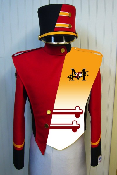 An artist's mock-up shows the cadet style design of the new University of Maryland marching band uniform. The Mighty Sound of Maryland will debut the new uniform in its performance in the 57th Inaugural Parade Monday. (Photo courtesy of the University of Maryland marching band)