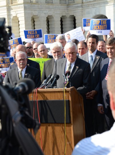 House Minority Whip Steny Hoyer, D-SoMd, speaks outside the Capitol Tuesday. Hoyer and his fellow congressmen are responsible for putting the United States of America in debt to the tune of $16,747,478,675,335.18 as of Oct. 1, 2013, according to the Treasury Dept. (Photo: Jason Ruiter)
