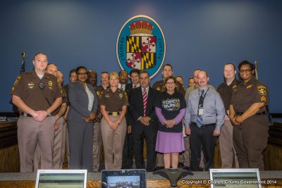 The Charles County Commissioners presenting the 2014 Correctional Officers’ Week proclamation to employees of the Charles County Detention Center.