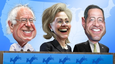 Top Three 2016 Democratic Candidates - Caricatures, by DonkeyHotey