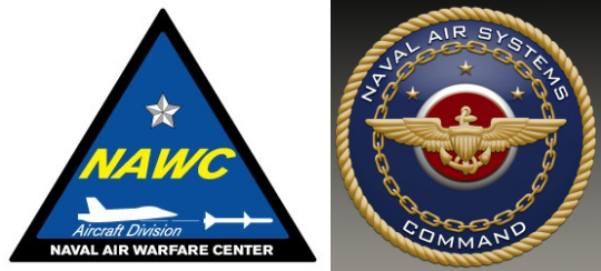 Navy logos for NAWC-AD Aircraft Division and NAVAIR.