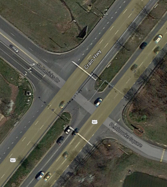 A satellite view of the interesection where the accident occurred.