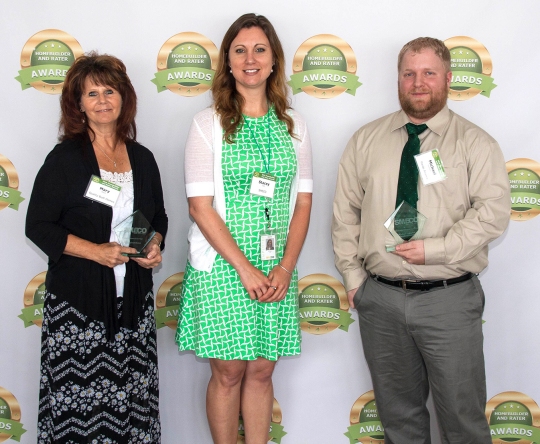 SMECO recognized local builders who went above and beyond in 2015 in bringing ENERGY STAR certified homes to the Co-op's service area. From left are Mary Hare of Quality Built Homes, honored as New Homes Program Partner of the Year; Stacey Hill, SMECO energy analyst; and Michael Sumpter, honored as New Homes Energy Efficiency Champion. Mid-Atlantic Builders, not pictured, received an award for Most Energy Efficient Home. (Photo: SMECO)