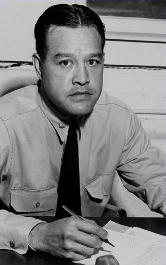 Rear Adm. (Gordon Pai'ea) Chung-Hoon served during World War II and became the U.S. Navy's first Asian American flag officer. He attended the United States Naval Academy, graduating in 1934, after becoming the first Asian American, U.S. citizen to graduate from the academy. He is a recipient of the Navy Cross and Silver Star for extraordinary heroism as commanding officer of USS Sigsbee from May 1944 to October 1945.