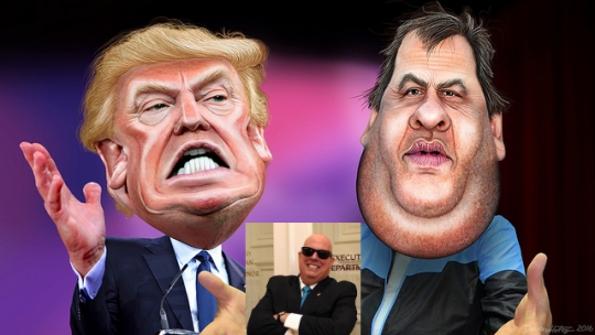 Cariacature of Donald Trump and Chris Christie by DonkeyHotey. Inset of Gov. Larry Hogan, photo by Governor's staff photographer. With Donald Trump being the first anti-establishment, populist candidate to make it to the presumptive-nominee role since Ronald Reagan, the establishment is worried and on the attack against Trump. One tactic is to paint him as a racist and extremist and attempt to get mainstream politicians to pull their support. The Democratic Governor's Association (DGA) has repeatedly called out Hogan for not 'taking a position' on Trump.