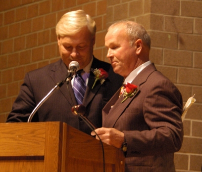 St. Mary's County's new Commissioner President Francis Jack Russell after having just accepted the ceremonial gavel from outgoing President Thomas F. McKay. Photo by David Noss. 