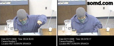 Surveillance photos from the M&T Bank in Dunkirk show the suspect who is currently wanted for robbery.