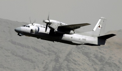 An Afghan National Army Air Corps AN-32 Cline taking off. (Photo: NAVAIR)