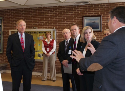 Maryland Comptroller Peter Franchot (left) visited Leonardtown M.S. to discuss funds for a renovation project for the school. (Submitted photo)