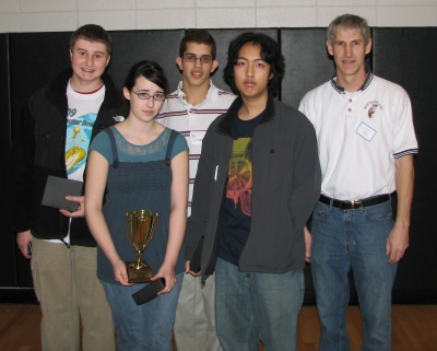 Northern High School took second place in this year's Southern Maryland Regional Computer Bowl. Team members from left are Rob Jenkens, Mary Beth Kery, Ben Williamsz, Keegan Lee, and coach Eric Stroh. (Submitted photo)