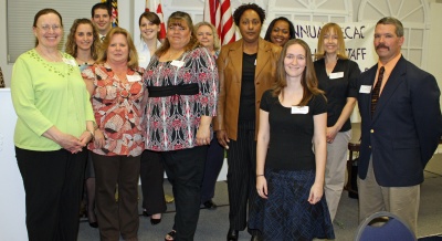 The Special Education Citizens Advisory Committee (SECAC) award winners for the group, instructional and support categories were honored at the SECAC’s fourth annual Teacher and Staff Appreciation Awards ceremony, along with other Charles County Public Schools staff, held March 11 at the Greater Waldorf Jaycees. Each staff member honored was recommended for an award by parents in the Charles County Public Schools community. Pictured, front row from left, are: Nancy Murphy, Anita Grimes, Robyn Cataldo, Betty Jennings, Julie Boucher and David Bradshaw. Pictured, back row from left, are: Erin Pokrzywa, Donald Moss, Kelly Arblaster, Marjorie Watson, Cherelle Holland and Paula Hinton. (Submitted photo)