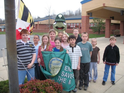 Students at Hollywood Elementary School pose with their newly won award for top energy savings among St. Mary's County public schools for Feb. 2009. (Submitted photo)