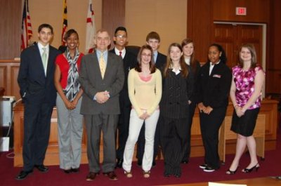 The St. Mary's Ryken High School Mock Trial Team (From left): Ryan Kelley, Chelsea Lollar, Attorney Coach Samuel C.P Baldwin, Jr., Jose Ablen, Courtney Bucci, John Houser, Alicia Snellings, Meghan Herring, Elohe Dereje, and Kaitlyn Skeens. (Submitted photo)