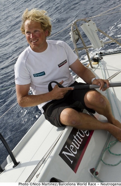 St. Mary’s alum Ryan Breymaier ’97 on the Neutrogena prepares for the Barcelona World Race. (Photo: Nico Martinez)