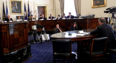 Gov. Martin O'Malley (seated in foreground) in testimony before the House Democratic Steering and Policy Committee Wednesday in Annapolis. (Photo: Laura Lee)