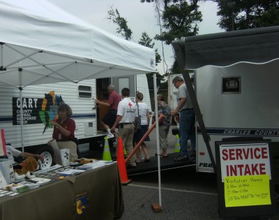 Members of The Charles County Animal Response Team (CART) conduct mock intake and pet sheltering activities as part of a national Red Cross exercise on June 12 in Baltimore. (Photo: Charles County Government)