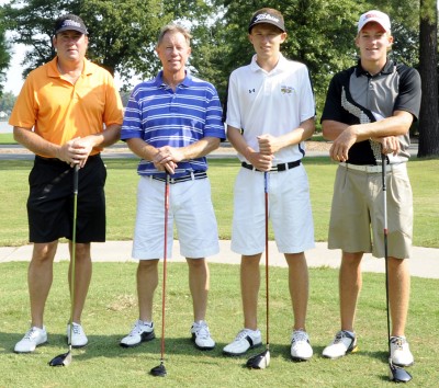 The winning team for the CSM Foundation’s 20th anniversary Golf Classic is the McDonald & Eudy Printers, Inc. Team, comprised of golfers, from left, Mike McDonald, Kim Dickerson, Cass Dickerson and Taylor Fuqua. (Photo: CSM)