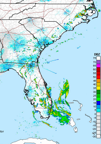 Hurricane Irene shown off the coast of Florida in this NWS radar image as of 2:18 p.m. Thursday.
