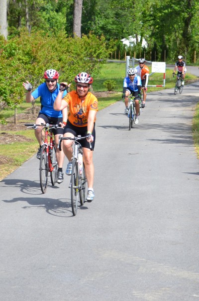 Cyclists on the Three Notch Trail leg of the SMECO 75th Anniversary Bike Ride. (Submitted photo)