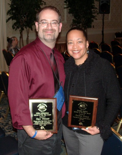 Gary Winsett, pictured left, and Delfone Prince, pictured right, were honored by the Maryland Association of Student Councils (MASC) last month for their efforts in student council leadership and participation. Winsett was named the 2012-13 Mike Michaelson Advisor of the Year award, which honors high school student government advisors, and Prince received the 2012-13 Middle School Advisor of the Year award.