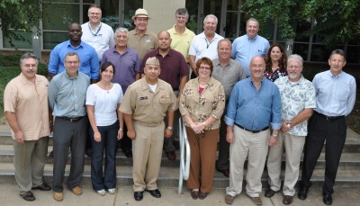 DAHLGREN, Va. - (Sept. 13) - Members of the Navy Warfare Center Command Technology Team break for a group photo during their visit to Naval Surface Warfare Center Dahlgren Division Sept. 12-13. The team is visiting with scientists and engineers at eight warfare center divisions across the country to enhance collaboration that improves the Navy's ability to rapidly innovate in response to complex technical problems warfighters are facing. (U.S. Navy photo by John Joyce/Released)