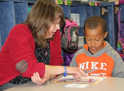 Gale-Bailey Elementary School teacher Carol Eaton works with a student on a guided-reading assignment. She was recently named the Charles County 2014 recipient of the Washington Post’s Agnes Meyer Outstanding Teacher Award.