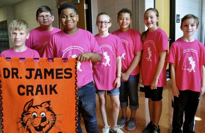 Pictured is a team from Dr. James Craik Elementary School who won first place among 21 competing fifth-grade teams in the Elementary Math Challenge held April 26. From left are students Connor Cox, Thomas Lesko, Dylan Price, Iris Golden, Jordan Ball, Aidan Hoffman and Andrew Deeds.