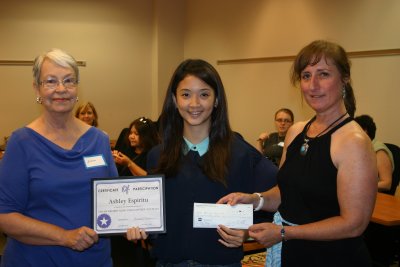 Pictured, left to right, are: Edna Troiano, MWACCC President, Ashley Espiritu (winner) and Michelle Brosco Christian, MWACCC Vice President.