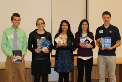 Shown in photo from left to right: Blake Buckler (Chopticon); Virginia “Rosie” Click (Leonardtown); Abisha Dowla (Great Mills); Rand Duarte (St. Mary’s Ryken); Timothy Green (King’s Christian). 