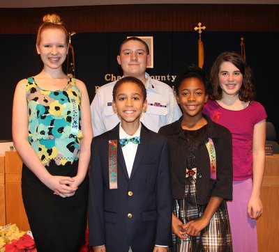 Pictured, back row from left, are Sarah Jones, Michael Petschk and Shana Cavanaugh. Pictured, front row from left, are Roman Lakner and Paris Jones.