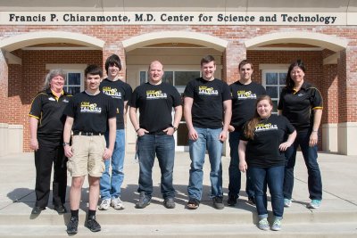 Heading to Louisville, Kentucky, for the 2015 VEX U World Championships April 16-18, are members of the collegiate robotics team, the Talons, including CSM Professor and team mentor Ronda Jacobs, John Hamel of Mechanicsville, Cody Graham of Great Mills, Jonathan Frank of Indian Head, Ryan Achterberg of Lusby, John Ingram of Leonardtown, Allison DeCarlo of Charlotte Hall and CSM Professor Bernice Brezina, the team’s faculty sponsor.