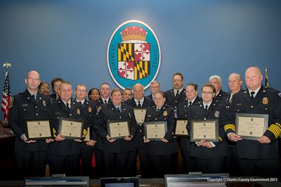 Pictured above (left to right): Dennis Welsh, Department of Emergency Services; Commissioner Debra M. Davis, Esq. (District 2); Commissioner Vice President Ken Robinson (District 1); Chris Mattingly, Cobb Island VFD and EMS; Will Lawman, Cobb Island VFD and EMS; Commissioner Amanda M. Stewart, M.Ed. (District 3); Robert Higgs, Cobb Island VFD and EMS; Debi Giannini, Department of Emergency Services; Commissioner Bobby Rucci (District 4); Kenny Staley, Cobb Island VFD and EMS; Commissioner President Peter F. Murphy; Michelle Lawman, Cobb Island VFD and EMS; Bob Bornschein, Cobb Island VFD and EMS; Belinda Browning, Cobb Island VFD and EMS; Charity Higgs, Cobb Island VFD and EMS; William Smith, Cobb Island VFD and EMS; Jimmy Jackson, Cobb Island VFD and EMS; and Bobby Higgs, Cobb Island VFD and EMS.