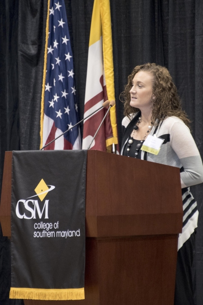 Scholarship recipient Kara Merritt of Indian Head told scholarship donors at the CSM Foundation Scholarship Reception Nov. 6 at the La Plata Campus of her journey to Southern Maryland and her dream to become a nurse.