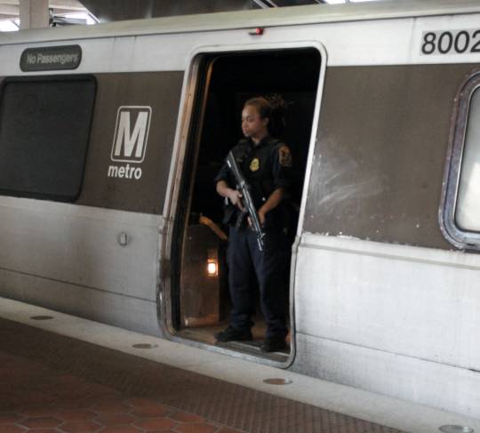 Metro Transit Police at WMATA West Falls Church-VT/UVA Station at 7040 Haycock Road in Falls Church VA on Sunday afternoon, 2 September 2013 (Photo: Elvert Barnes Photography via Flickr, (CC BY-SA 2.0))