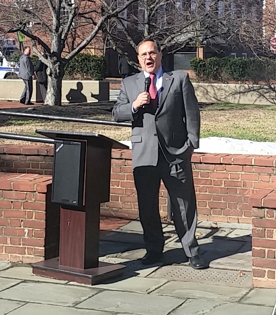 Sen. Steve Waugh, R-Calvert and St. Mary's, spoke at the rally. (Photo: Rachel Bluth)