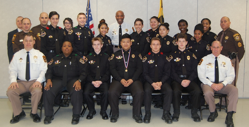 Top row: Michael Simms, North Point High School Principal, PFC Matthew Vanhorn, CPL Travis Yates, Brandon Rodriguez-Theodore, Francesca Bianco, William Sieger, Patricia Atkinson, Sheriff Troy Berry, Ethan Snider, Dylan McCabe, Estefany Garcia, Shawna McCarter-Dadzie, Nadia Corbett, Jabria Miles, M\CPL Rhett Calloway. Bottom row: LT Charles Baker, Jakob Gammons, Eddie Vanover III, Justin Arter, Aidan Oakes, Matthew Bowie, CPT Kevin Barrows. Not pictured: Shanda Braxton.