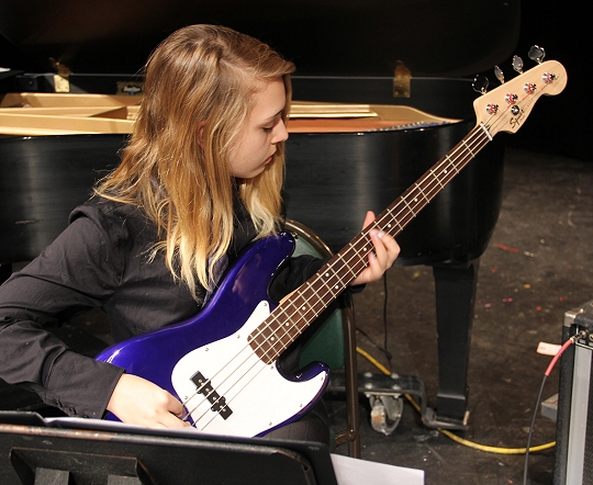 Shelby Midgett, a Maurice J. McDonough High School junior, plays the bass in the school's jazz band. (submitted photo)