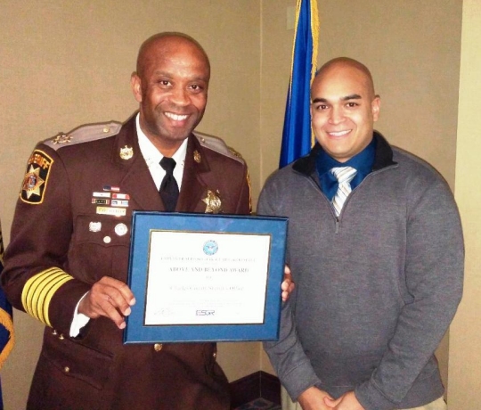 Charles County Sheriff Troy D. Berry and Jay Mejia, who served with the CCSO from 2012 to 2015. (Photo: Charles Co. Sheriff's Office)