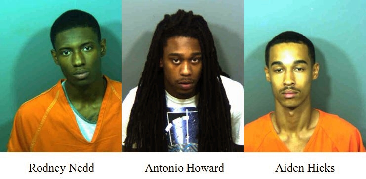 21-year-old Rodney Nedd, Jr., of the 15000 block of Benjamin Ring Street in Brandywine; 22-year-old Antonio Howard, Jr., of the 15000 block of Chadsey Lane in Brandywine; and 19-year-old Aiden Hicks of the 7000 block of Chadds Ford Drive in Brandywine. (Booking photos, PGPD)