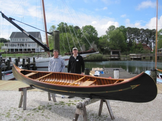 This restored canoe is for sale.