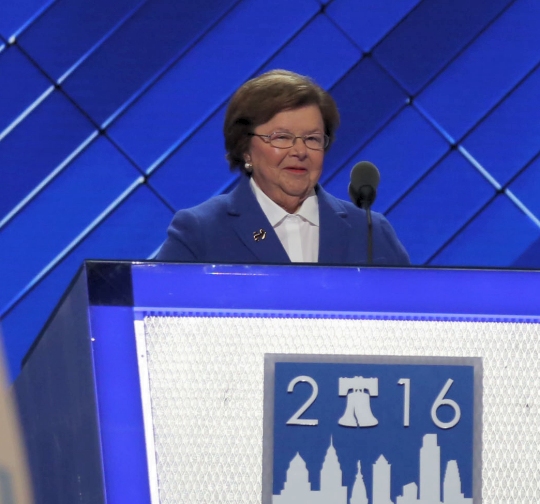 Maryland Sen. Barbara Mikulski takes the stage on the second night of the Democratic National Convention to officially nominate Hillary Clinton as the Democratic presidential candidate. (Photo: Hannah Klarner)