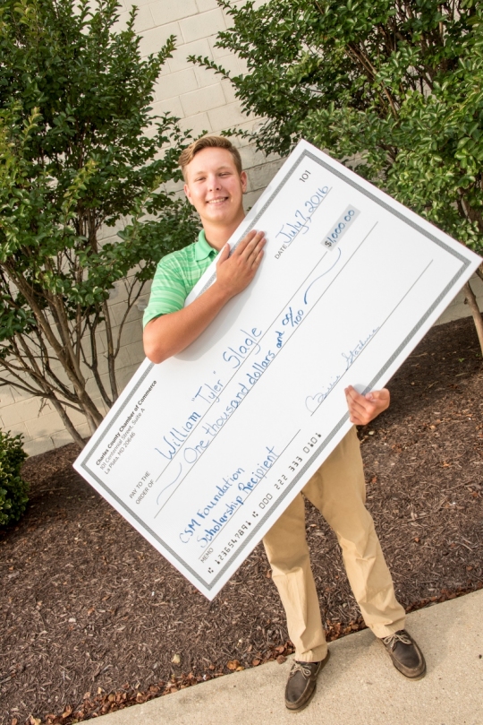 William T. 'Tyler' Slagle is the College of Southern Maryland Foundation's recipient of the Charles County Chamber of Commerce scholarship. He graduated from Maurice J. McDonough High School in June, and will pursue an associate's degree in business administration at CSM. 'Without a doubt, this scholarship will play a key role in achieving my educational goals,' Slagle said.