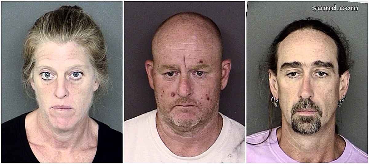 Left to right: Heather Jeannette Dickerson, 45; Rocco Paul Bersane, Jr., 46; Joseph Thompson Kilroy, 48, all of Mechanicsville, Md.